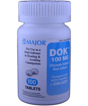 MAJOR DOK 100MG TABS DOCUSATE SODIUM-100 MG White 100 Tablets UPC 309045869604