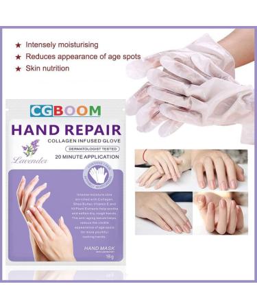 Collagen-Infused Moisturizing Gloves for Dry, Aging, and Cracked Hands - Lavender (3 Pairs) - Buy Online on GoSupps.com