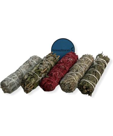 NESSASTORES - 5 pc Smudge Sampler Kit: White Sage, Black Sage, Dragon's Blood, Blue Sage, Cedar - 4 Bundles | Set of 3 Kits - Buy Online on GoSupps.com