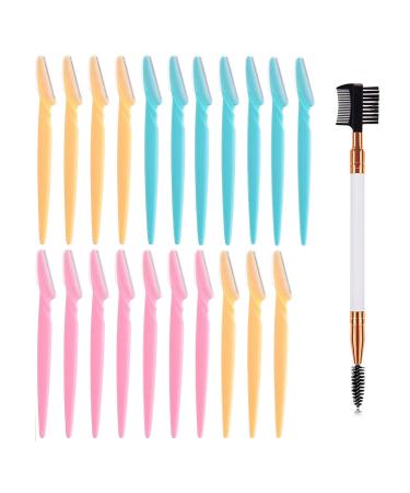 22 piece eyebrows shaver razor facial razor Dermaplaning tool foldable face hair remover trimmer shaving grooming kit facial razor peeling dermaplaning tools