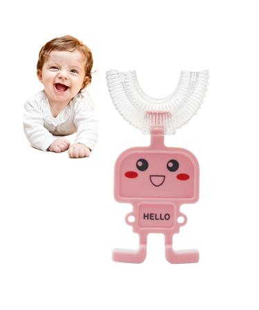 Kids U Shaped Toothbrush All Rounded Children U Shape Toothbrush 360Oral Teeth Cleaning Manual Training Tooth Brush Robot and Birds Toddler Toothbrush Age 2 to12 Xiaoyaoyou