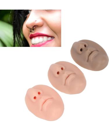 Obetuens 3-Piece 3D Silicone Nose & Mouth Model - Soft Piercing Exercise & Reusable Body Parts Display Model for Jewelry Puncture - Buy Online on GoSupps.com