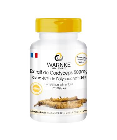 Cordyceps Sinensis 500mg - 120 capsules - vital mushroom extract - standardized to 40% polysaccharides - vegan | Warnke Vitalstoffe - Quality from German pharmacies