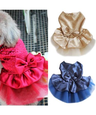 Pet Dog Puppy Bow Gauze Tutu Dress Skirt Cat Sequin Princess Clothes Apparel Dog Accessories Birthday Chirstmas Thanksgiving Valentine's Day Gifts Dark Red L - Buy Online on GoSupps.com