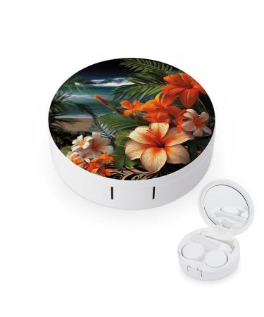Contact Lens Case Tropical Flowers And Decorations Portable Travel Contact Lens Box Contact Lens Storage Box