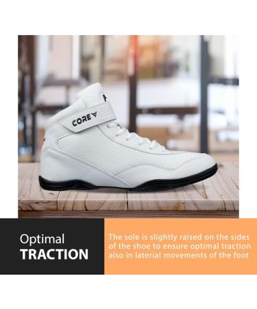 Buy Core Wrestling Shoes for Men Women & Kids - Non-Slip Heavy Duty Martial Arts Training Footwear - Ideal for Wrestling Crossfit & Weightlifting - 47 EU White - Buy Online on GoSupps.com