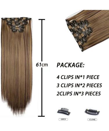 Clip-In Extensions Like Real Hair 6 Pieces 61 cm Hair Extensions with Clips 6 Wefts 16 Clips for Complete Hair Extensions Straight Hair Extensions for Women (4H27) - Buy Online on GoSupps.com