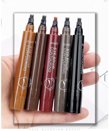 Explosive Four Forked Eyebrow Pencil Waterproof Sweatproof Durable Wild Eyebrow Non Smudging (04# Grey Brown) 04 # Grey Brown - Buy Online on GoSupps.com