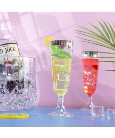 NOCCUR 60 Pack 5OZ Silver Plastic Champagne Flutes - Premium Quality Glasses for Wedding & Party - Buy Online on GoSupps.com