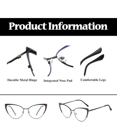 LJCZKA Cat Eye Blue Light Blocking Glasses for Women - Anti Eyestrain & Glare Eyeglasses in Black Red Clear Frame | International Shipping Available - Buy Online on GoSupps.com