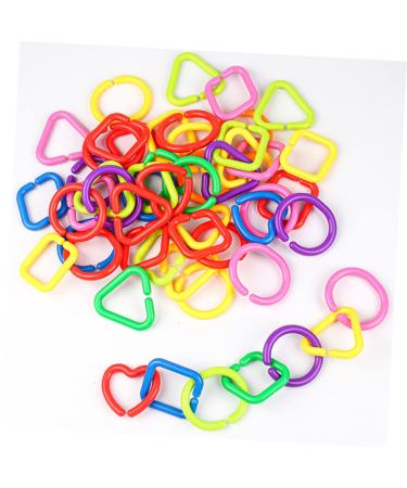 Safigle 70 STK Geometric Chain Buckle Colorful Connecting Toys for Toddlers | Durable Baby Ring for Travel Cribs | 2 Pieces - 5.5x5.5cm - Buy Online on GoSupps.com