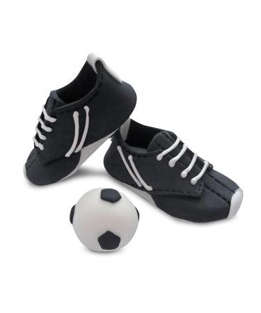 Bombasei handmade fondant decoration football & shoes in black and white with laces & seams as a detail 107g football tortendeco for birthdays