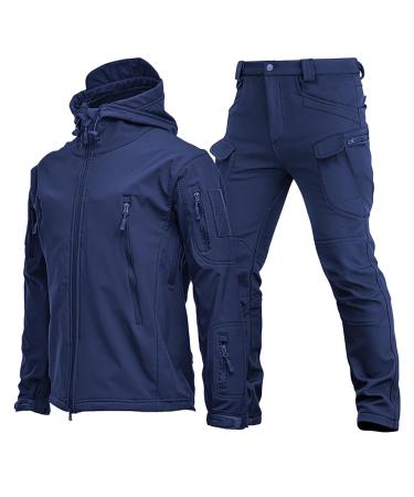 Hanxiulin training suit men jogging suit sports suit men casual long sleeves sports jacket hooded jacket sports clothing running sweater sportswear fitness sports jogging blue XL