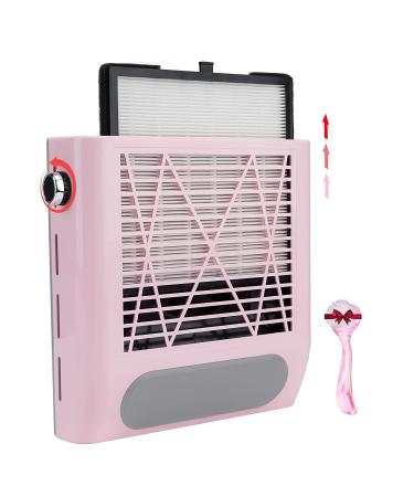 CoFashion Nail Dust Collector for Nails Vacuum Machine, 80W Adjustable Power Suction Nail Dust Cleaner for Acrylic Polygel Nails, Electric Nails Filter for Manicure When Using the Nail Drill Nail File Nail Dust Collector Pink