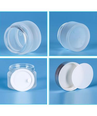Zeoabsy 12 Pack 10ml Empty Matte Transparent Glass Cream Cans with Silver Lids - Ideal for Gels Creams & Ointments + 12 Spatulas | International Shipping Available - Buy Online on GoSupps.com