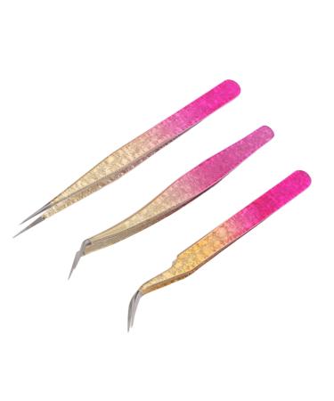 3 pieces of nail art tweezers made of stainless steel for manicure rhinestone tongs with straight bending tips easy absorption multifunction for absorbing rhinestones extraction of