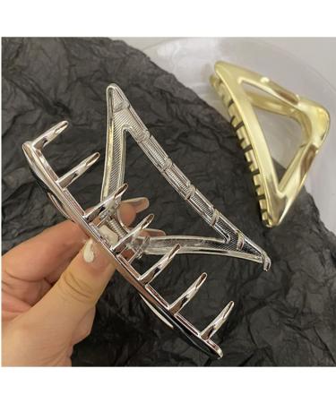 Silver Triangle Hair Claw Clip for Women and Girls - Non-Slip Medium Metal Hair Clamp for Thick Hair - Stylish Hair Accessory - Buy Online on GoSupps.com