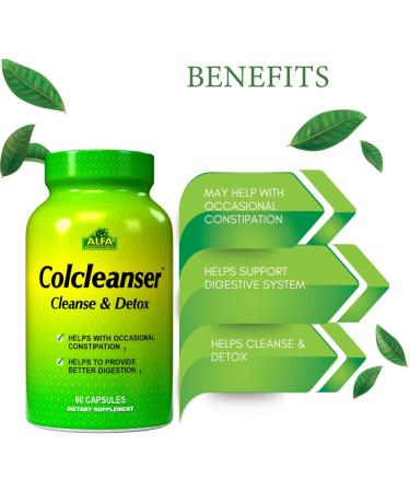 Alfa Vitamins Colcleanser Supplement - Colon Cleanse, Herbal Cleanser, Detox Support - 60 Capsules - Buy Online on GoSupps.com