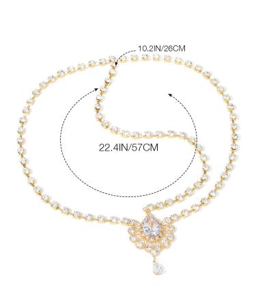 Brinie Boho Gold Rhinestone Head Chain | Wedding Headpiece for Women and Girls - Buy Online on GoSupps.com