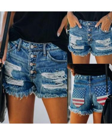 Gufesf Women's White Denim Shorts High Waisted | Summer Casual Short Pants | B2-Blue 3X-Large - Buy Online on GoSupps.com