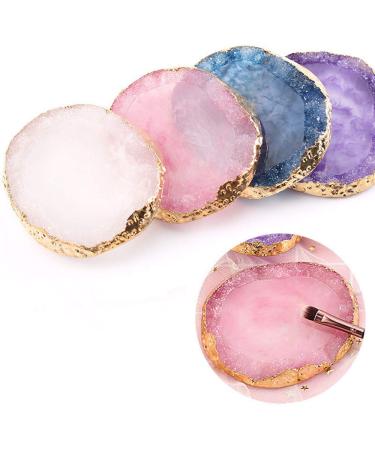 Art resin nail art painting pallet golden border nail polish agate mix mixer crystal gemstones plate manicure accessories new tools