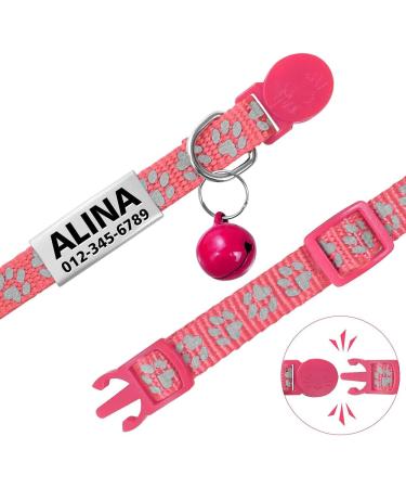 Tagme Cat Collar - 2 Pack Pink Adjustable Neck Band with Name & Phone Number Safety Clasp & Bell Standard Size 18-31 cm - Buy Online on GoSupps.com