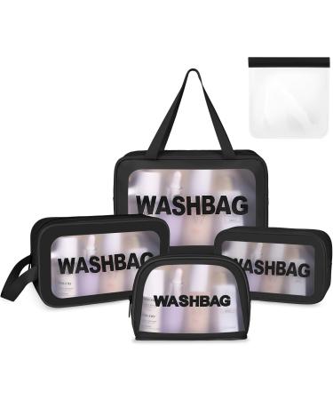 5PCS Clear Toiletry Bag Set - Waterproof Travel Makeup Bags with Zipper Handle, Portable and TSA Approved for Men and Women (Black) - Buy Online on GoSupps.com