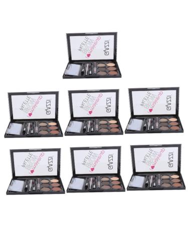 Healvian 7 Sets Eyebrow Powder Set Brow Makeup Pigmented Matte Lady Eyebrow Powder Waterproof Multi-tool Abs