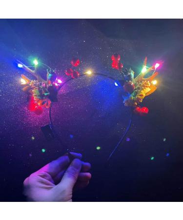 Wedity LED Christmas Glowing Tiara Reindeer Antlers Hair Accessories Christmas Party Feather Hair Hoop Headwear Hair Accessories for Women Girls (B) - Buy Online on GoSupps.com