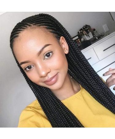BGHJUE Braided Hair Wig Synthetic Lace Front Wig for Women Natural Black Color 18 Inch & 26 Inch Options - Buy Online on GoSupps.com
