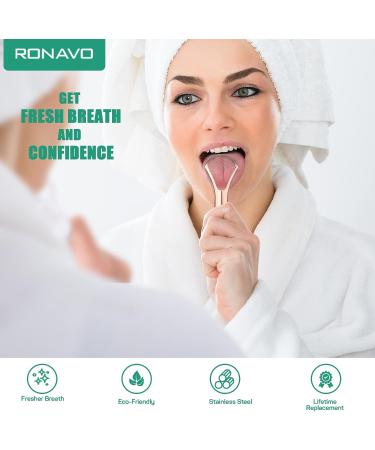 RONAVO Wider Tongue Cleaner (2 Pack) - Medical Grade Stainless Steel Scrapers for Adults - 100% BPA Free - Cure Bad Breath Instantly - Buy Online on GoSupps.com