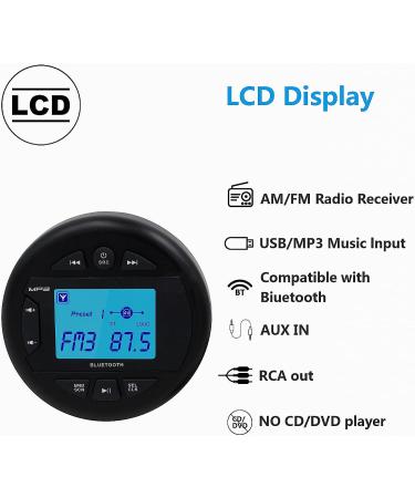 Herdio 4 Marine & UTV Gauge Stereo Radio Receiver with Bluetooth and Built-in Amplifier - Buy Online on GoSupps.com