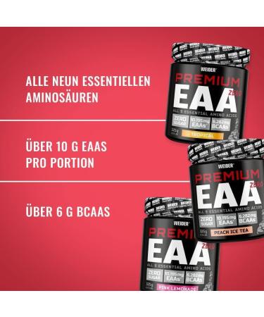 Weider Premium EAA Powder Zero Vegan Sugar-Free Tropical Amino Drink with High BCAA Content | 325g All 9 Essential Amino Acids - Buy Online on GoSupps.com