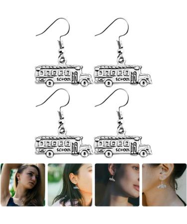 NUOBESTY Stainless Steel Earrings Asymmetrical Earrings 4 Pairs of Ear Rings Zine-Alloy Earrings School Bus Shaped Earrings (Silver) Stainless Steel Earring Stainless Steel Earings - Buy Online on GoSupps.com