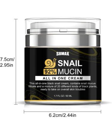 Pressed Snail All in One Cream 92 Snail Mucin Moisturiser Smooths Fine Lines Relieves Redness Long-Lasting Hydration Snail Repair Cream for All Skin Types 50ml - Buy Online on GoSupps.com