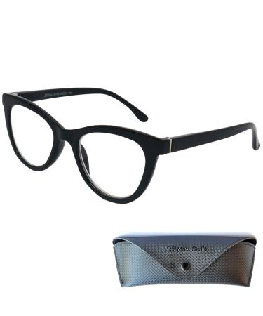Mini glasses cateye anti blue light glasses reading glasses thick frame free glasses case plastic glasses frame (black) blue light filter glasses black 0.0 diopters