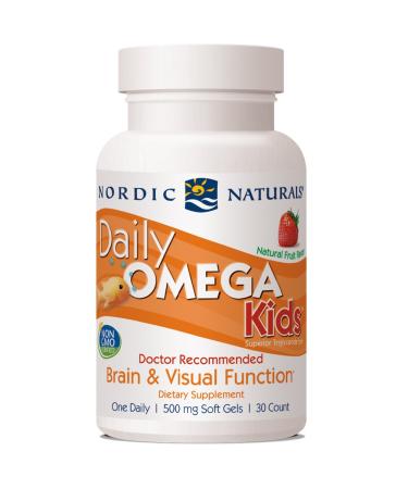 Nordic Naturals Daily Omega Kids Natural Fruit Flavor 500 mg 30 Soft Gels