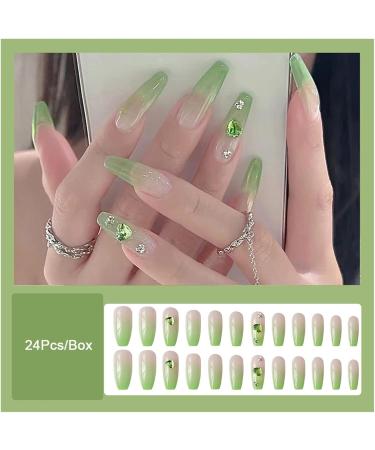 Green Long Nails Set Wearable False Nails - Buy Online on GoSupps.com