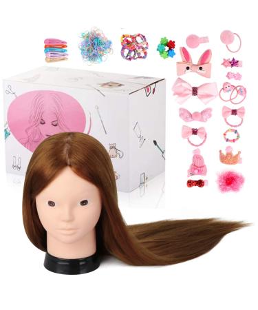 Topdirect 60cm Hair Makeup Doll Head | Real Hair Practice Head for Hairdressers | DIY Hairstyles Set - Brown - Buy Online on GoSupps.com