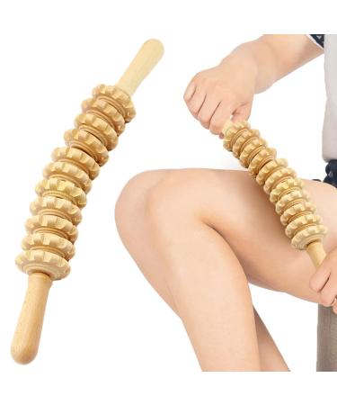 Zdnt massage roller wood massage device massage scooter massage roller with handle fascia roller wood massage roller roller fascia roll for muscle relaxation body shape gua Sha massage anti -cellulite beech