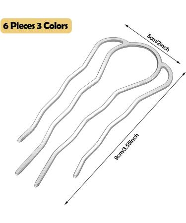 6P 87 mm Hair Fork Clip Stick Hair Side Comb Hairpin Hair Bun Updo Hair Sticks Alloy 4 Prong Bun Hair Pins Clips Grips for Women Hair Styling Tool Accessories Gold Rose Gold and Silver - Buy Online on GoSupps.com