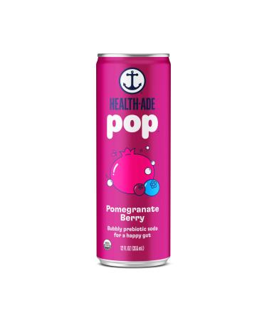 Health-Ade Pop Soda, Prebiotic Soda, Supports Gut Health, Fiber Rich, Seltzer Water with Real Fruit Juice, No Artificial Sweeteners, Low Calorie, Plant Based, Organic, Vegan, 8 Pack (12 Fl Oz Cans), Pomegranate Berry