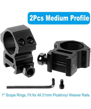 LONSEL 1'' Scope Rings - High & Medium Profile 1 Inch Mount Rings for Picatinny Rail - 4 Pack - Buy Online on GoSupps.com