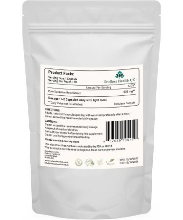 Dandelion Root Capsules 10:1 Extract | High Strength | 60 Capsules - Buy Online on GoSupps.com