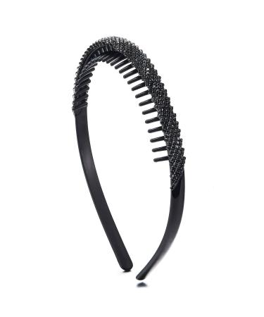 Coolsteelandbeyond sparkling rhinestones cluster hair ripe teeth ridge hair clerk headband headband hair band party sleaker elegant black rhinestone