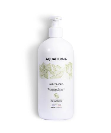 Aquaderma Organic Aloe Vera Moisturizing Body Lotion & Volcanic Water 500 ml - 99% Natural Origin & Made in France - Deep Moisturizes & Non-Sticky - All Skin Types