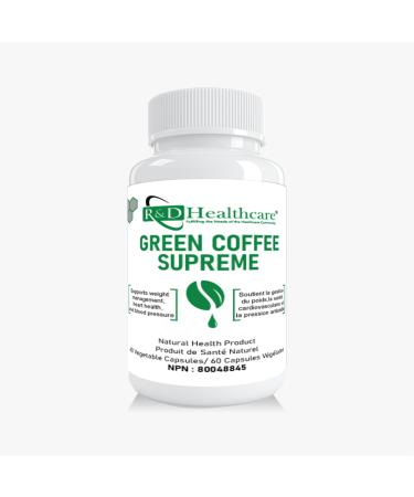 Green Coffee Supreme | Green Coffee Bean Extract 500mg 60 Capsules | Natural Dietary Supplement for Weight Loss Appetite Suppressant and Fat Burner for Women & Men that Helps With Cardiovascular Health