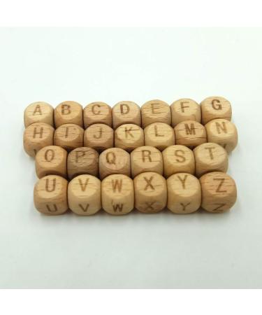 52pcs 10mm Square Wood Alphabet Letter Beads - Natural Beech Wooden Beads for Jewelry Making DIY - Alphabet Beading Necklace Kit - Buy Online on GoSupps.com