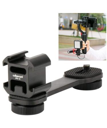 Ulanzi PT-3 Triple Cold Shoe Gimbal Microphone Mount Extenstion Bar, w 1/4 inch Adapter Video Light Microphone Mount Compatible for DJI OM 4/OSMO Mobile3/Zhiyun Smooth q 4/Feiyu Gimbal Stabilizer