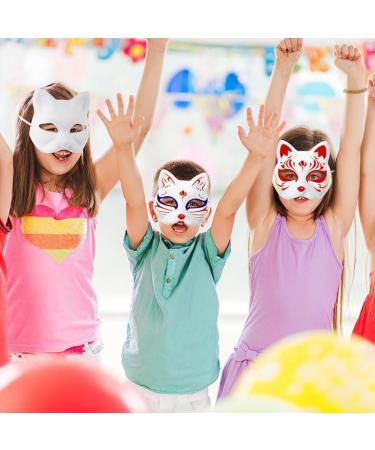Buy Abaodam Therian Cat Masks - 2pcs White DIY Half Face Masks for Kids | Masquerade & Party Accessories | International Shipping - Buy Online on GoSupps.com